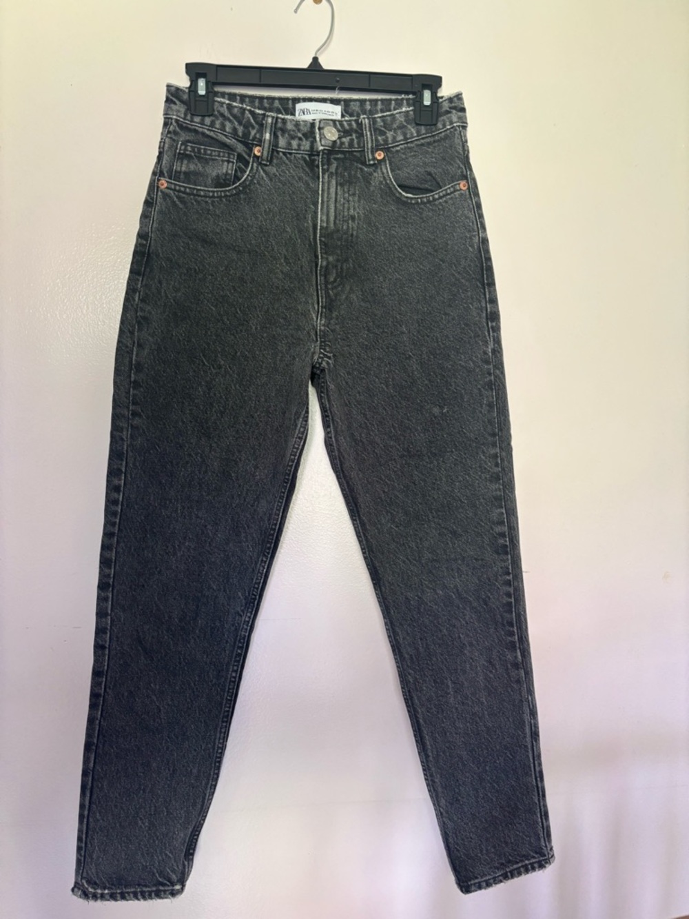 Zara Black Washed High-Waist Jeans